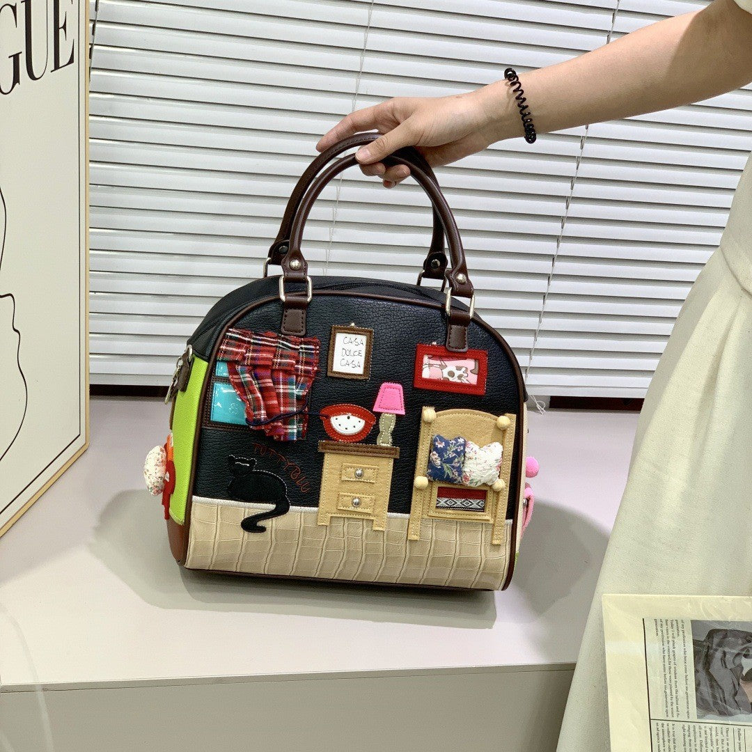 Fashion Women's Portable Personalized Embroidered Creative Handbags