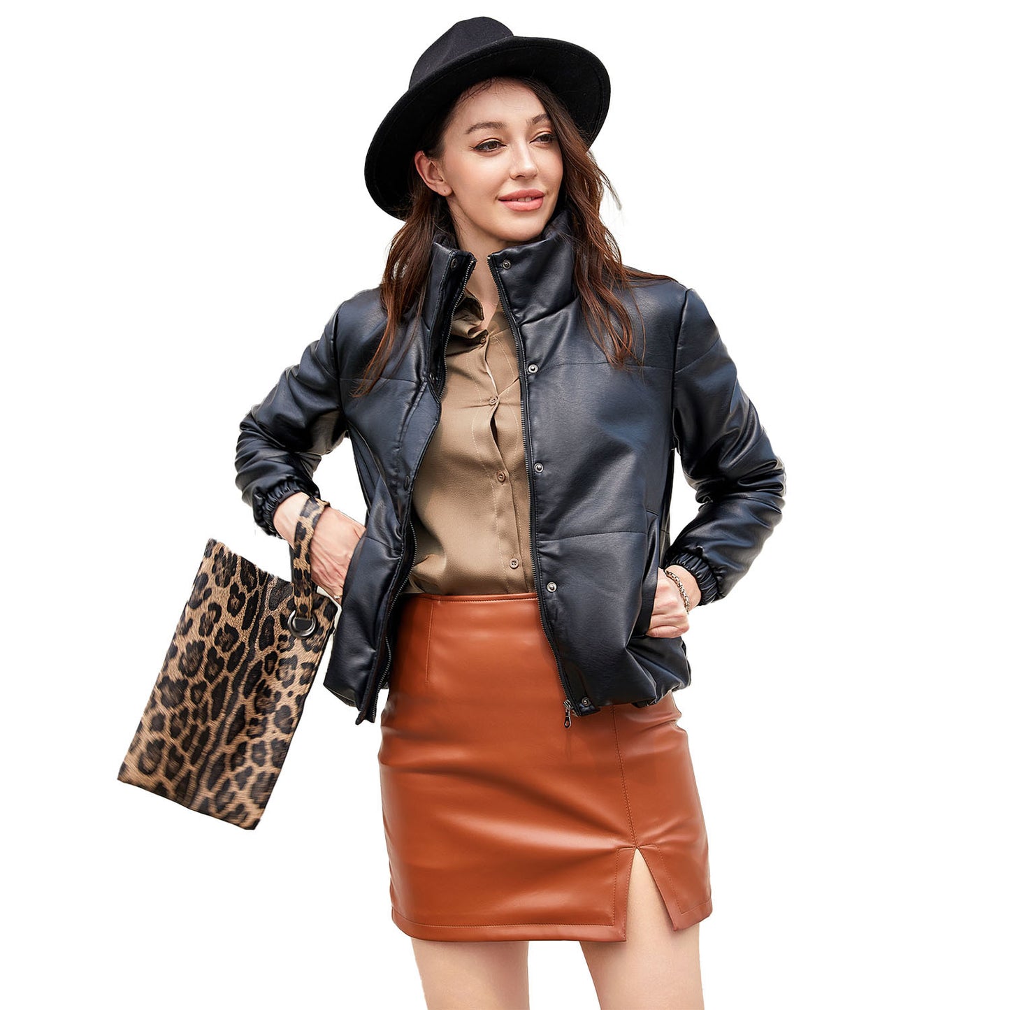 Women's European Leather Thickened Cotton Puffer Shorts