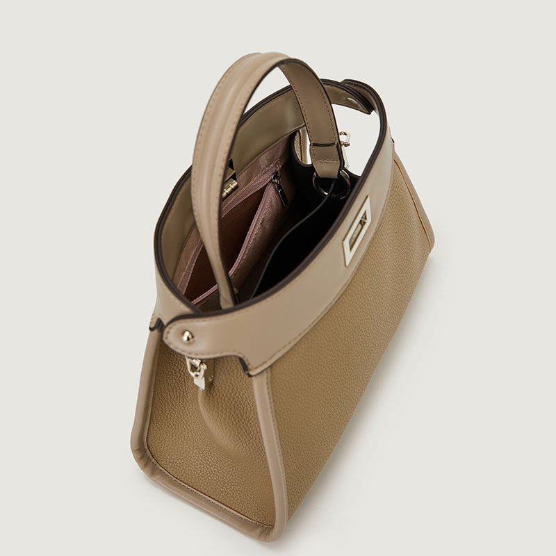 Women's Lychee Pattern Commuter Contrast Color Handbags