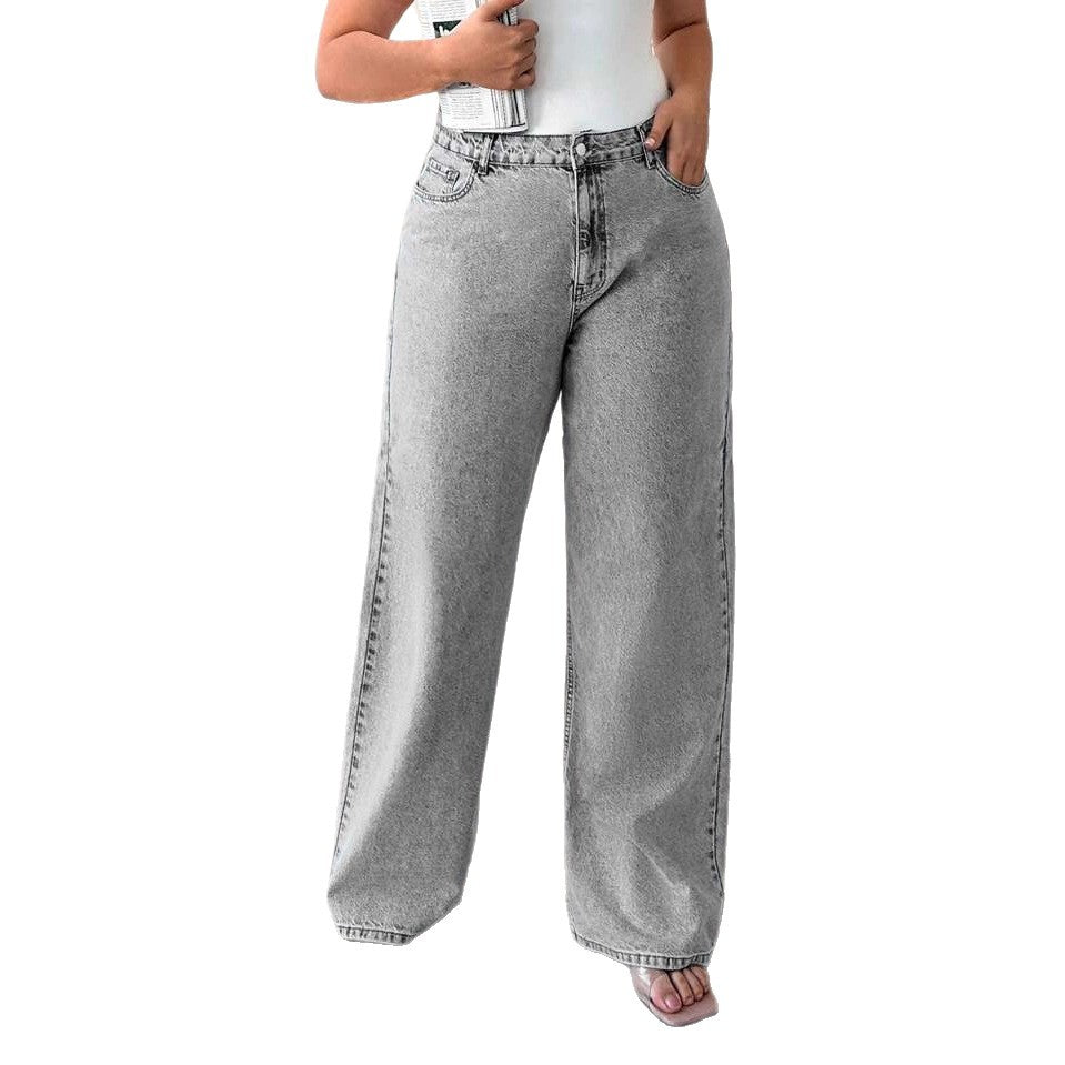 Women's Ripped Washed High Waist Straight Slimming Jeans