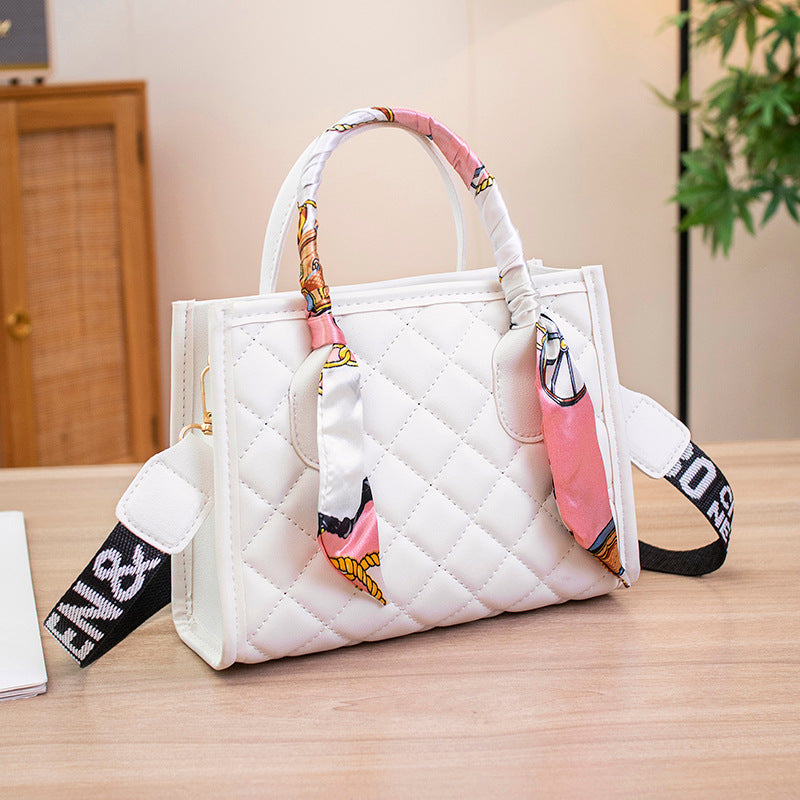 Women's Fashion Rhombus Embroidered Silk Scarf Girdle Crossbody Bags