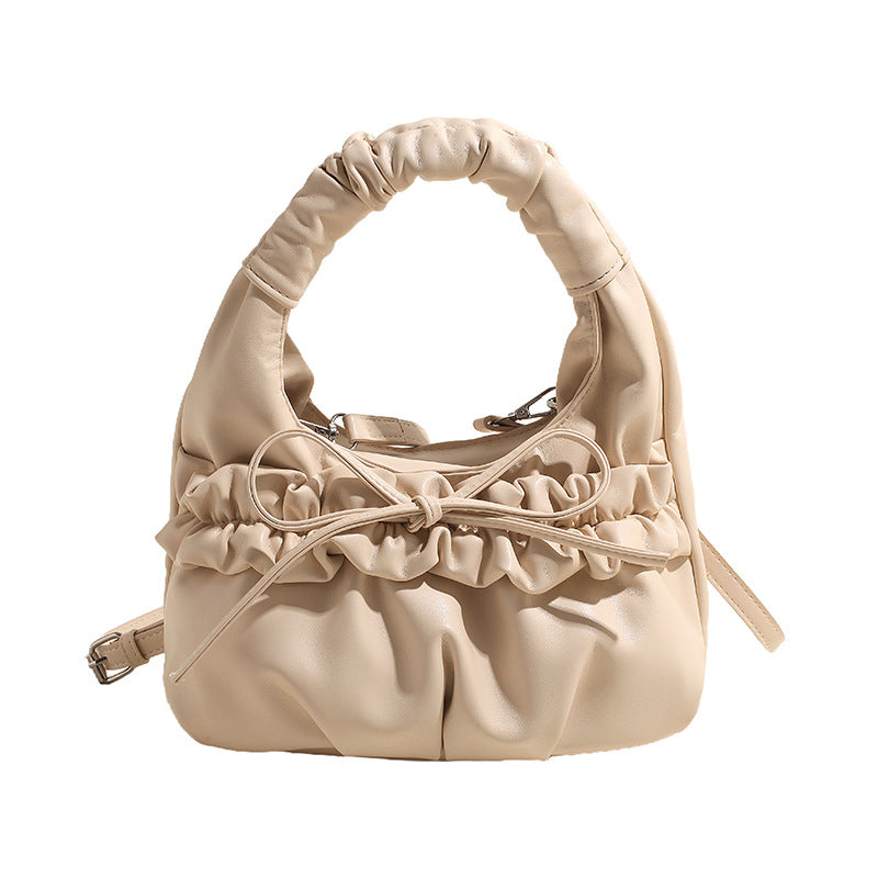 Women's Style Trendy Bow Pleated Portable Cloud Bags