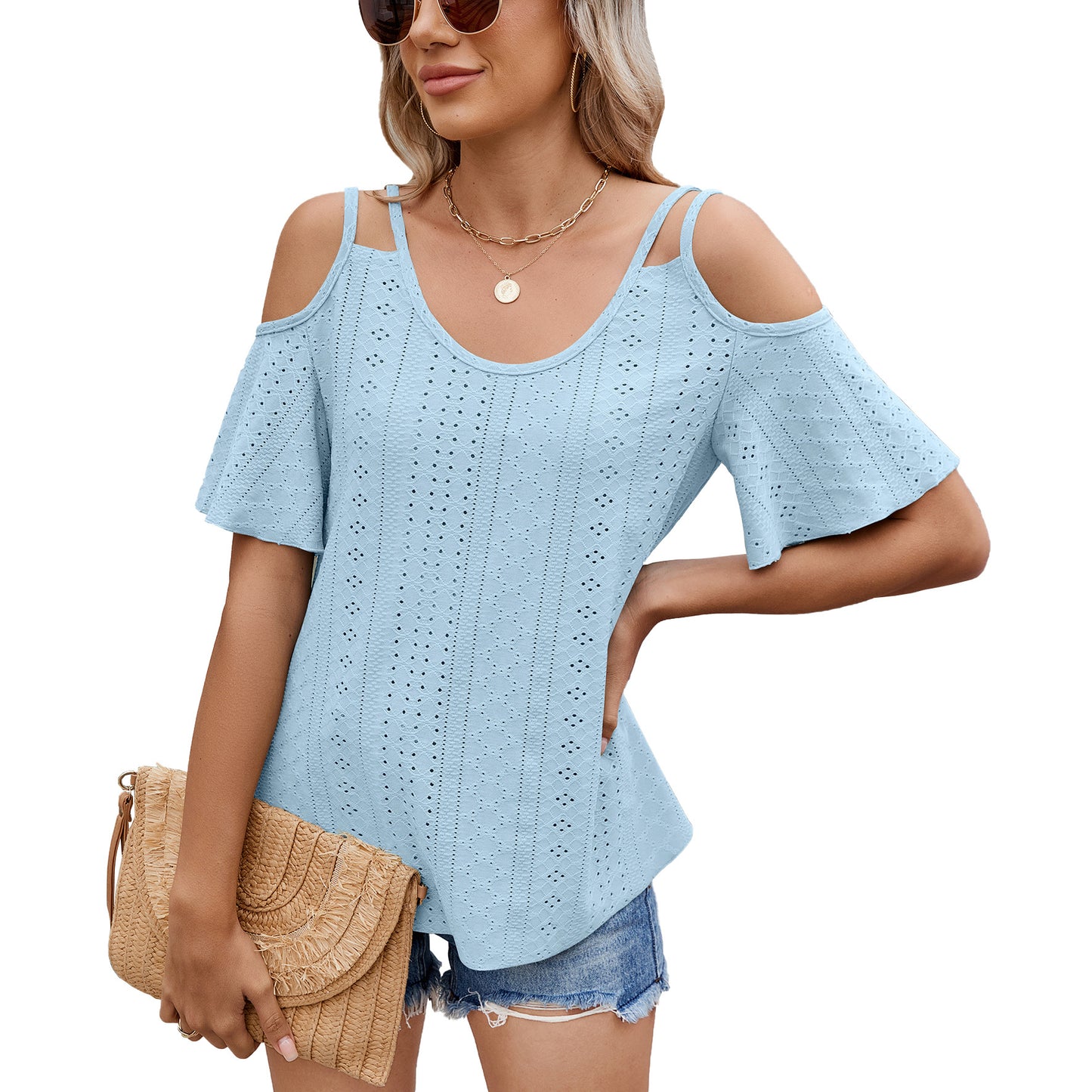 Versatile Women's Solid Color Loose Sleeve Women's T-shirt