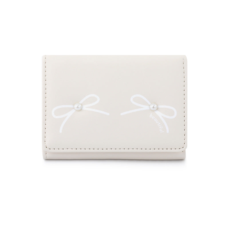 Women's Summer Bowknot Outing Cute Pearl Ladies Wallets