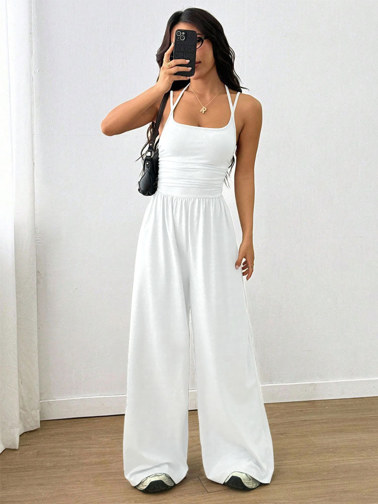 Women's Color Sling Casual Summer Wide Leg Women's Jumpsuit/clothing
