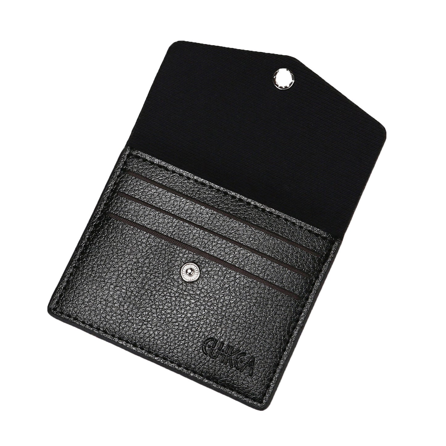 Women's & Men's Lychee Leather Clamp Simple Stylish Portable Card Holder