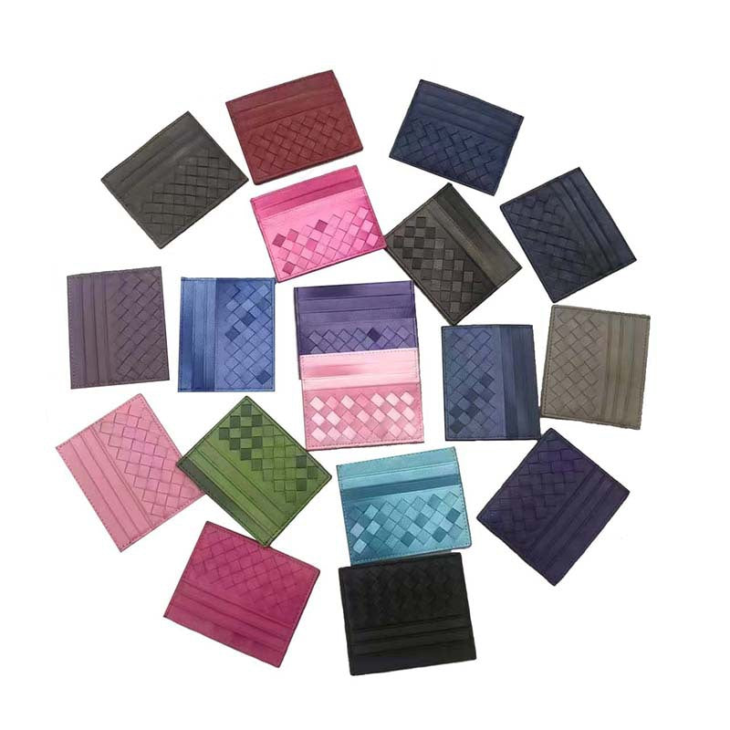 Women's & Men's & Name Sheepskin Woven Lightweight Clamp Card Holder