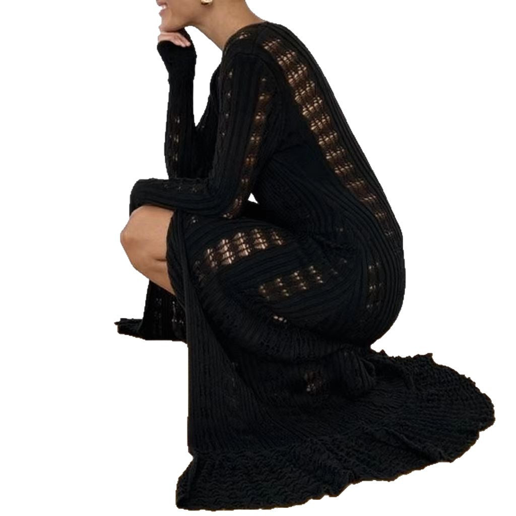 Vacation Hollow Bell Sleeve Woolen Casual Cardigans