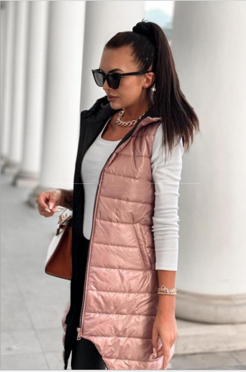 Color Temperament Commute Hooded Single-breasted Sleeveless Vests