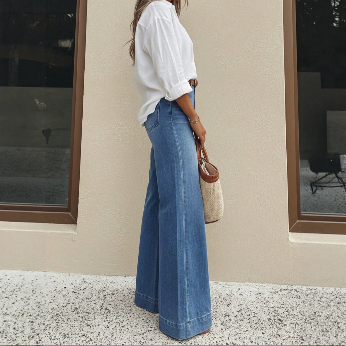 Fashion Retro Washed Wide Leg Loose Slimming Jeans