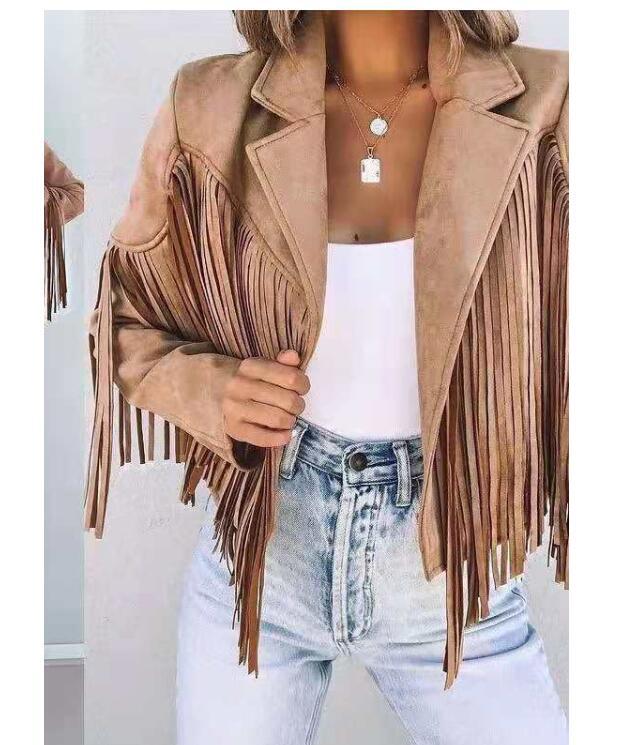Women's Autumn Slim Long Sleeve Tassel For Coats