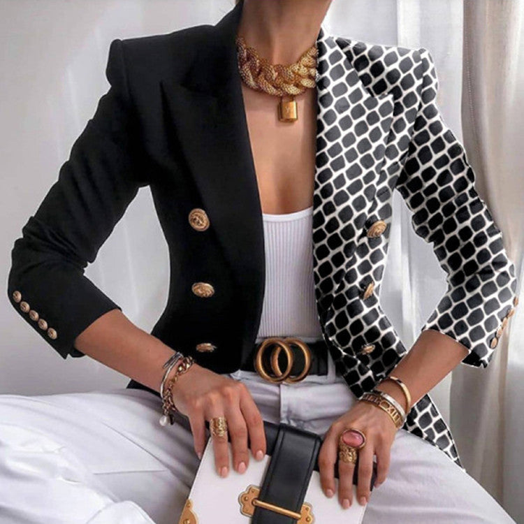 Women's Printed Slim Fit Fashion Double Breasted Shorts