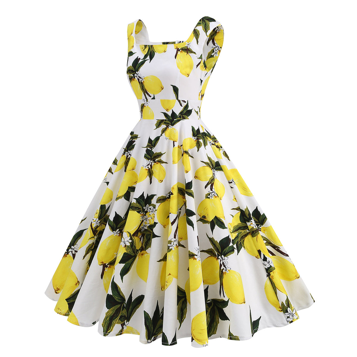 Summer Retro Hepburn Style High Waist Fresh Printed Dress