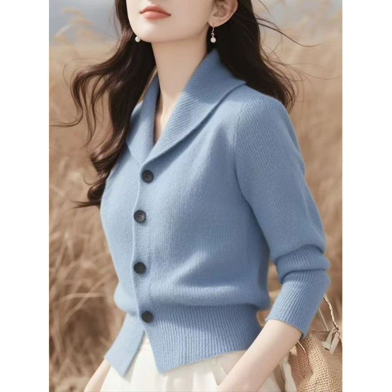 Niche Lapel Chic Unique Soft Glutinous Idle Sweaters