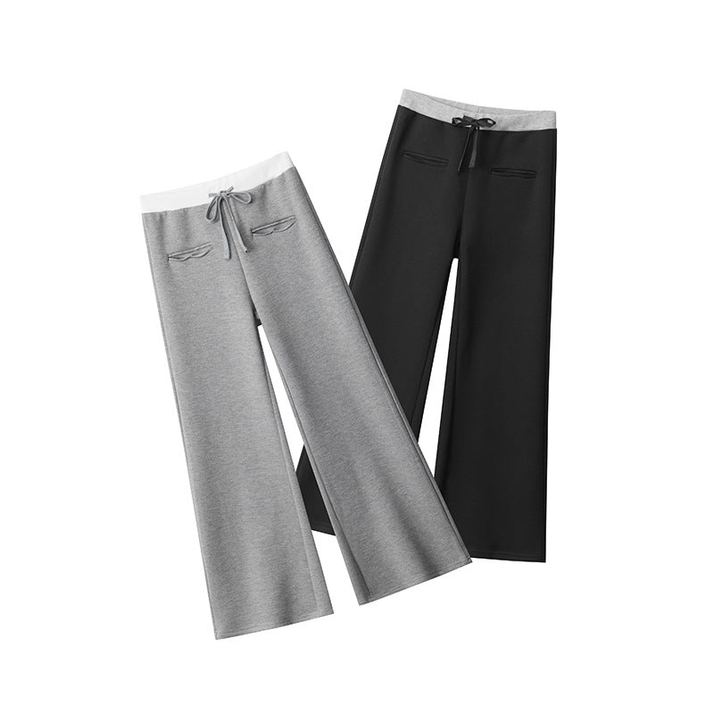 Women's Waist Straight Casual American Style Loose Wide Leg Pants