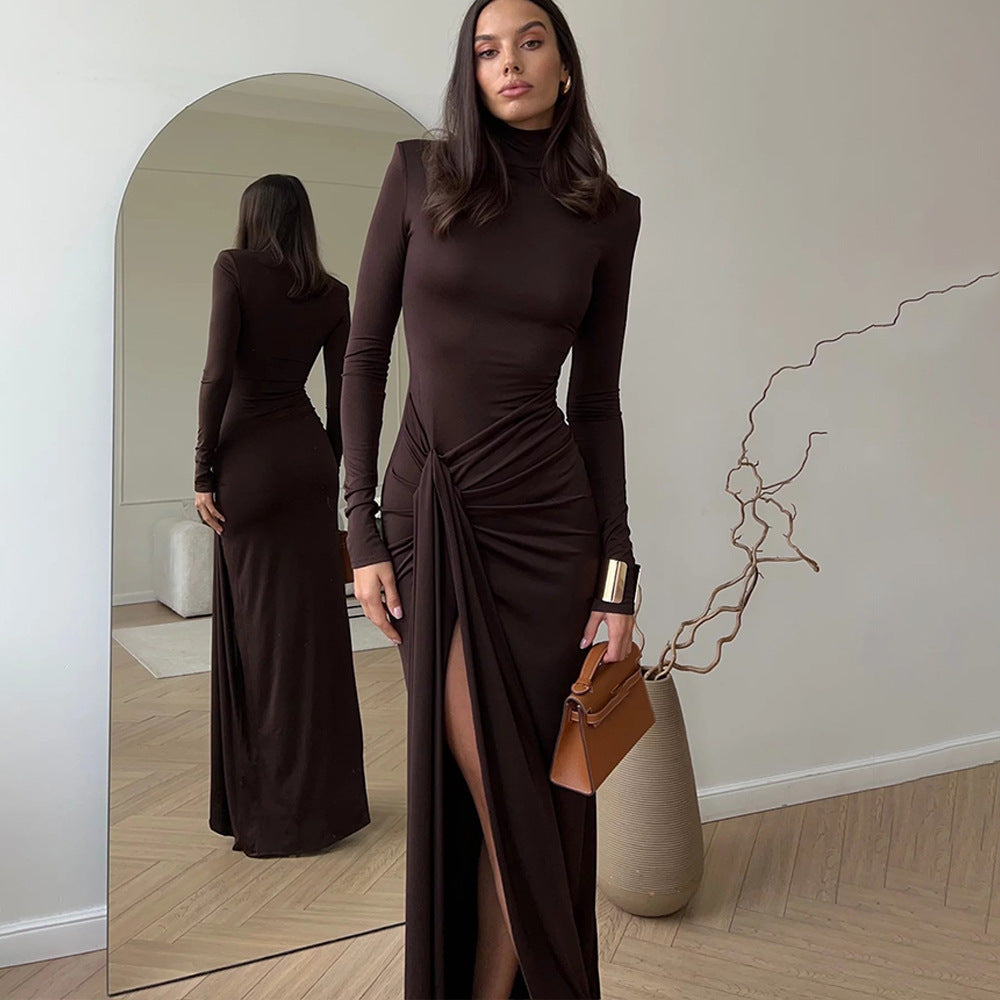High Neck Sexy Long Dress Fashion Tie Elegant Dresses