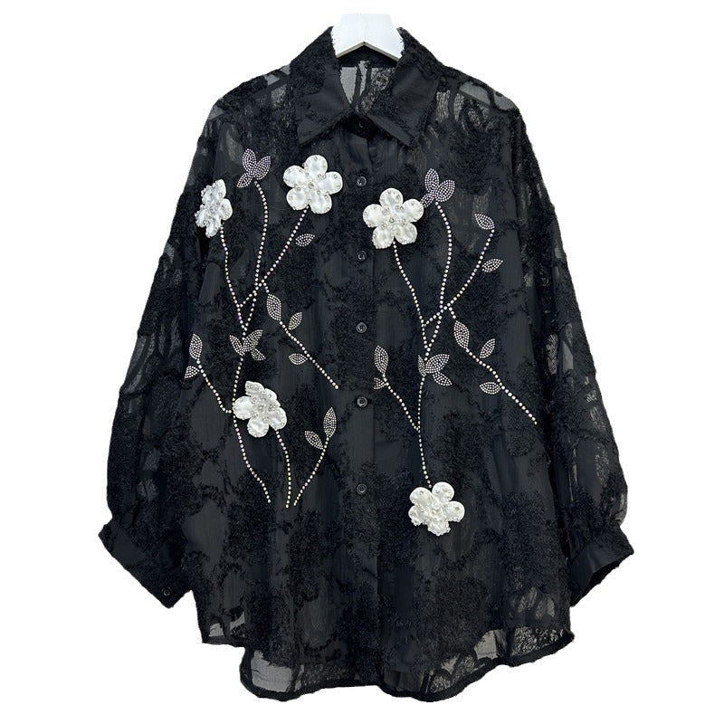 Women's Lapel Single Breasted Long Sleeve Mid-length Blouses