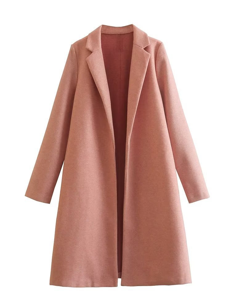 Women's Solid Color Simple Loose Temperament Woolen Coats