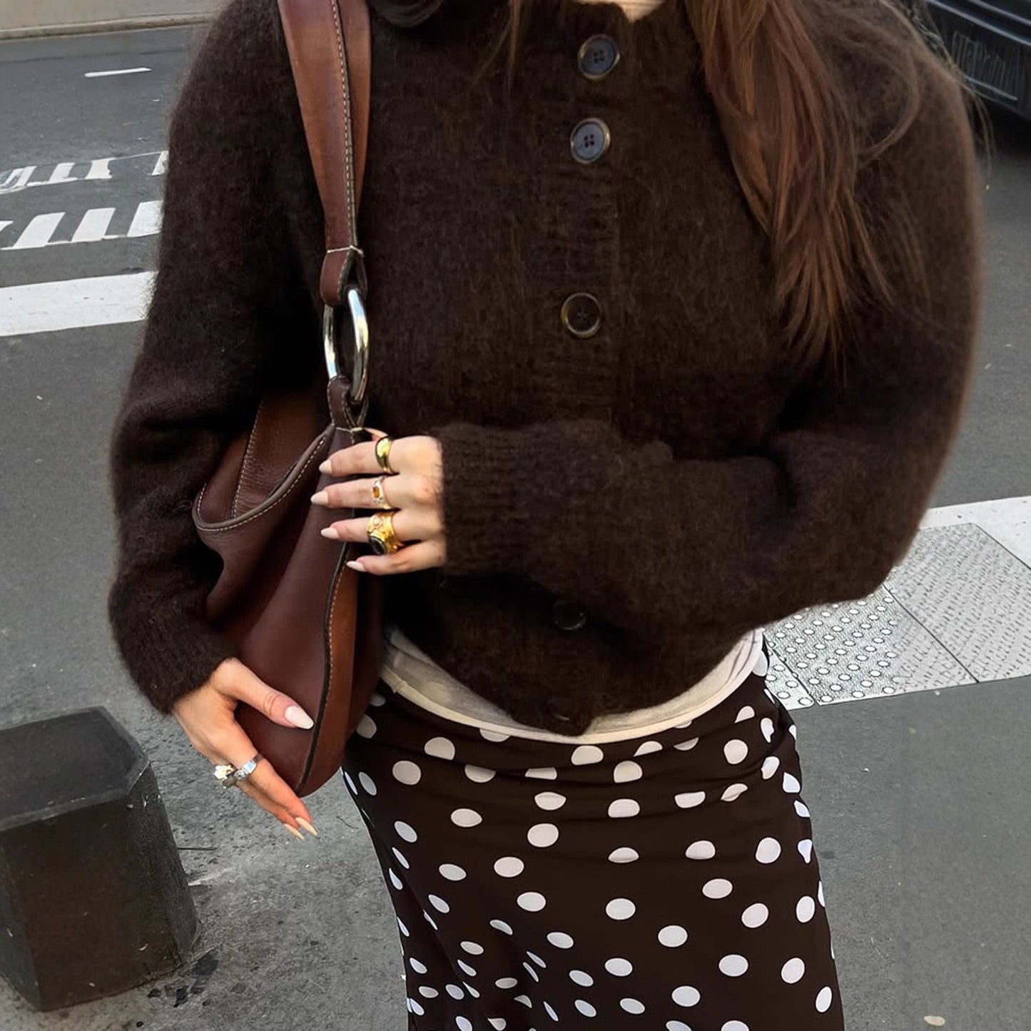 Women's Casual Simple Buttons Long Sleeve Sweaters
