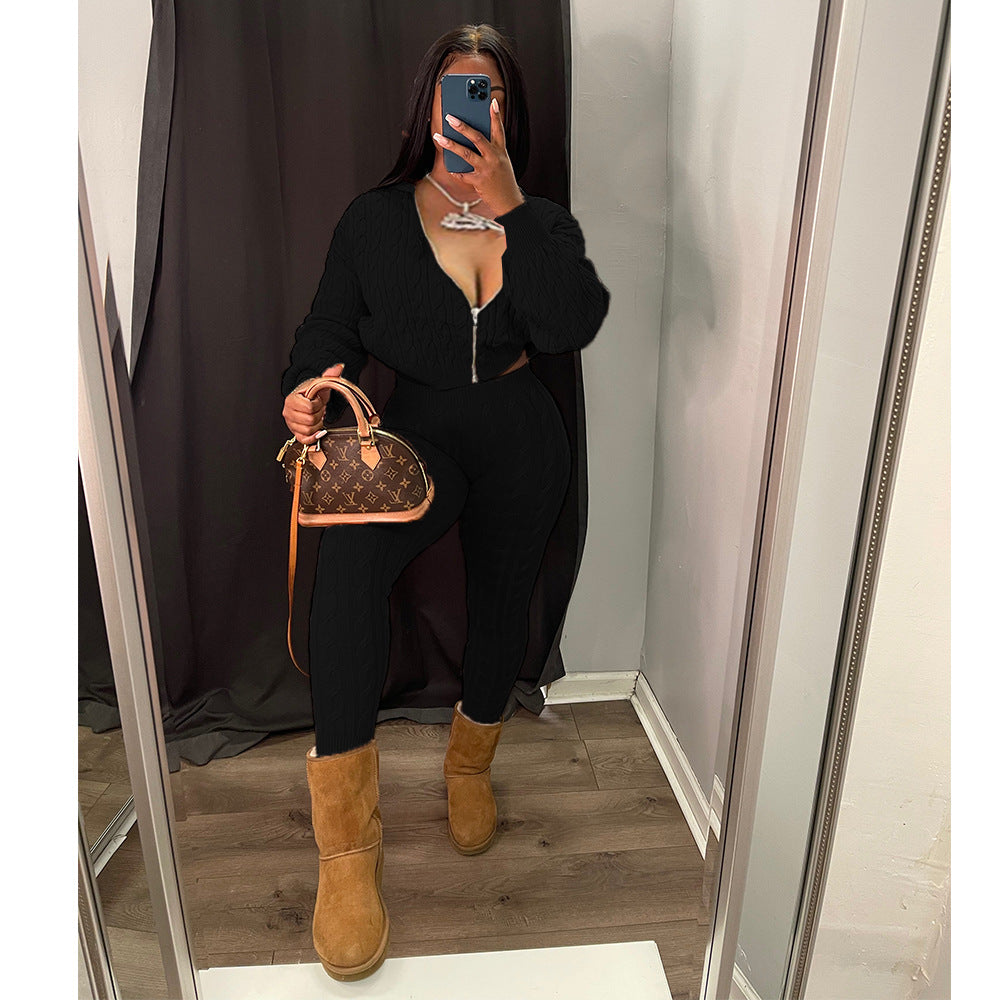 Women's Creative Personality Zipper Set Two-piece Suits