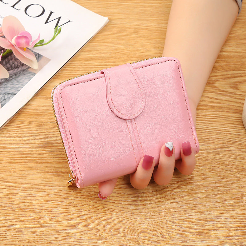 Women's Short Cute Refreshing Zipper Soft Leather Ladies Wallets