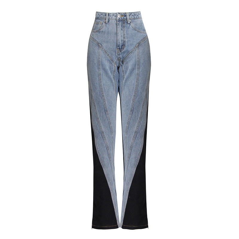 Style Niche Two-piece Set Stitching Denim Suits