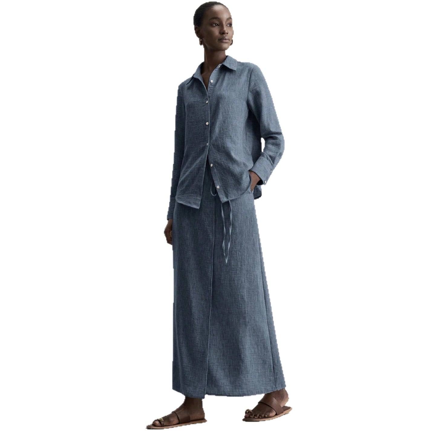 Women's Spring Shirt Loose Long Dress Two-piece Tops