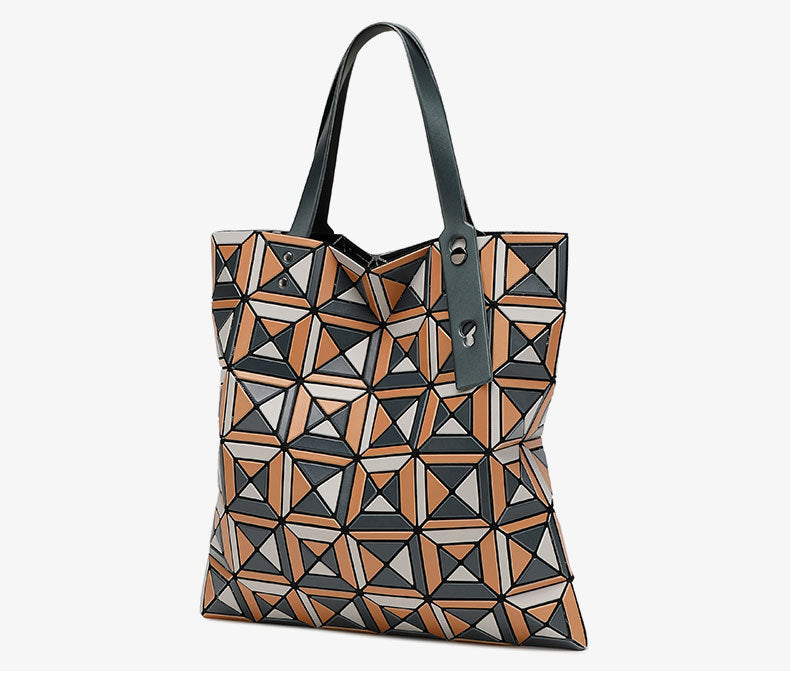Women's Style House Color Matching Geometric Diamond Pattern Bags