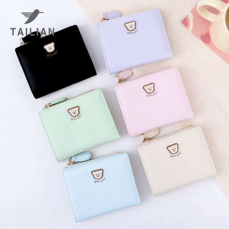 Glamorous Cute Bear Short Design Korean Ladies Wallets