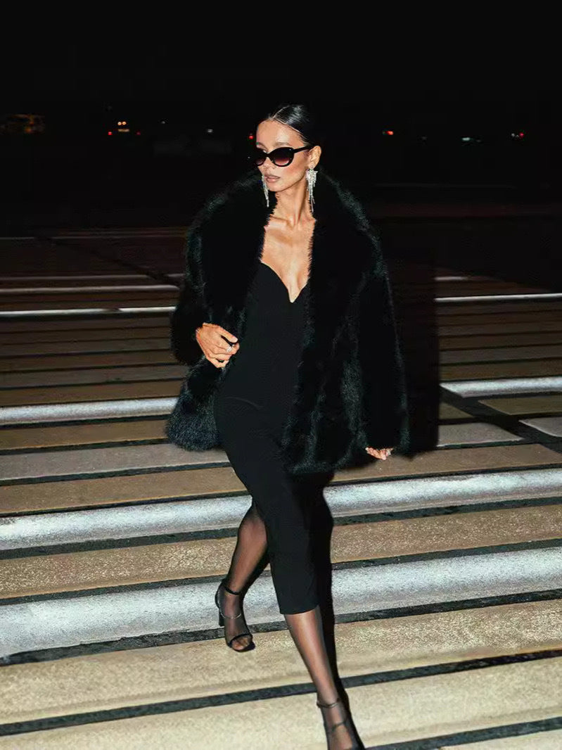 Fashion Solid Color High-grade Environmental Protection Imitation Fur Winter Coats