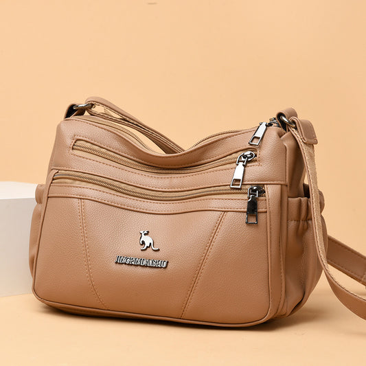 Women's Soft Leather Simple Summer Mother Large Crossbody Bags