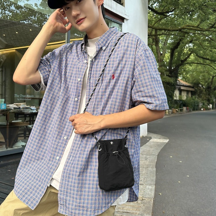 Women's & Men's & Green Lightweight Mobile Trendy Drawstring Fashion Men's Shoulder Bags