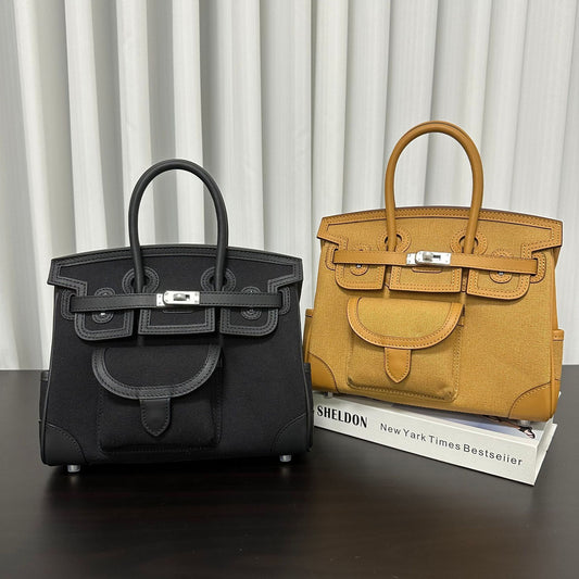 Design High Fashion Canvas With Cowhide Handbags