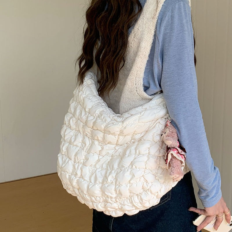 Style Pleated Cloud Portable Bubble Large Crossbody Bags