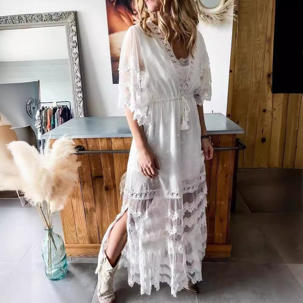 Women's Fashion Lace Tassel Dress Bohemian Vacation Dresses