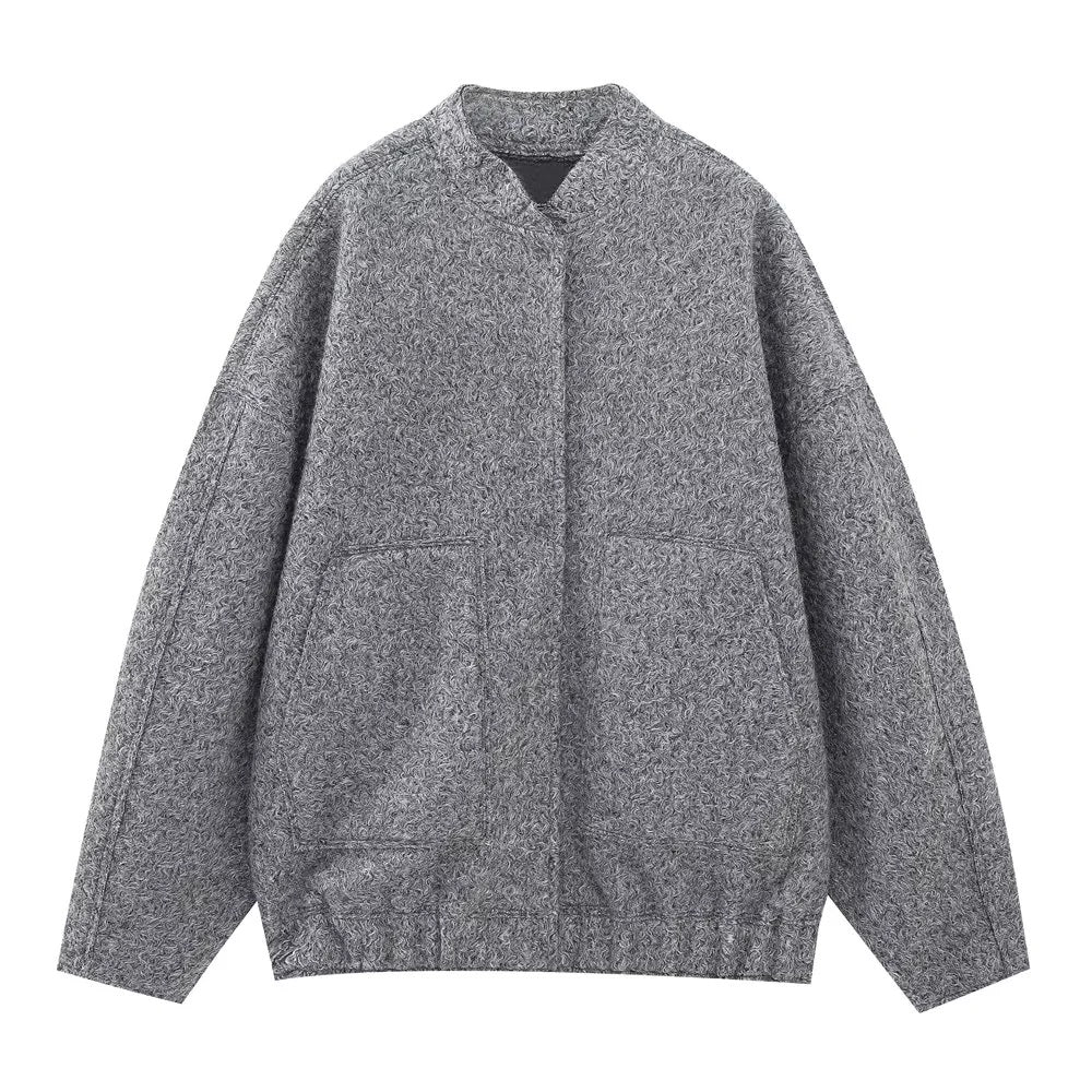 Loose Casual Street Stand Collar Hidden Coats