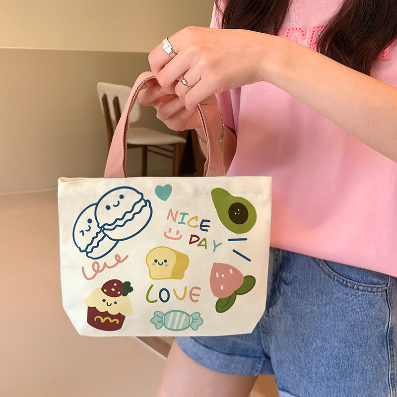 Women's Cute Cartoon Canvas Tutorial Lunch Size Handbags