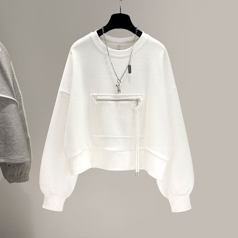 Women's Long-sleeved Korean Style Trendy Loose Zip Pocket Women's Sweater, Sweater