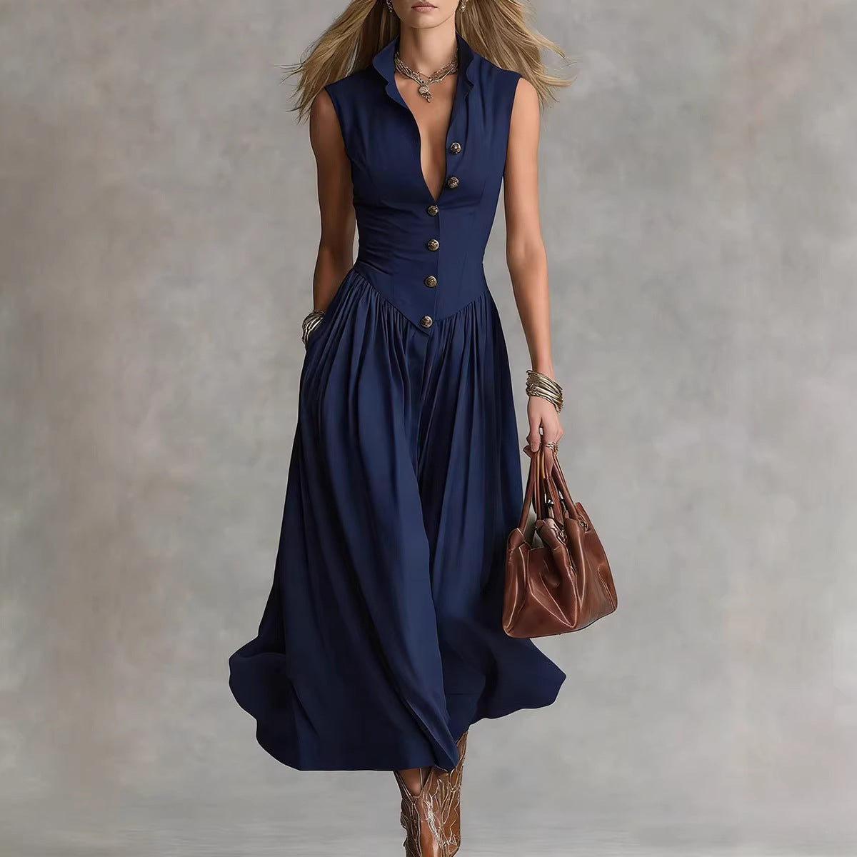 Women's Spring French Style Temperament Elegant Goddess Slimming Lapel Long Clothing