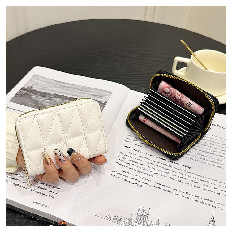 Lambskin Expanding Multiple Slots Swiping Bank Card Holder