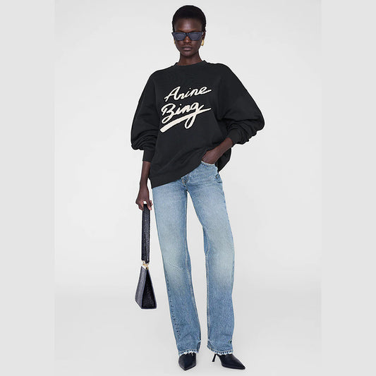 Women's Niche Art Word Special Embroidered Fleece Round Sweaters
