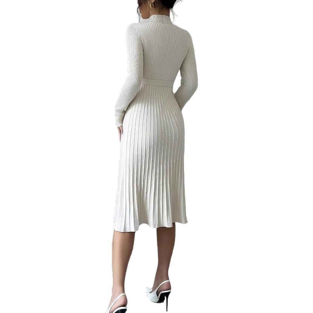 Stylish Knitted Dress Tied Slim Fit Knitwear