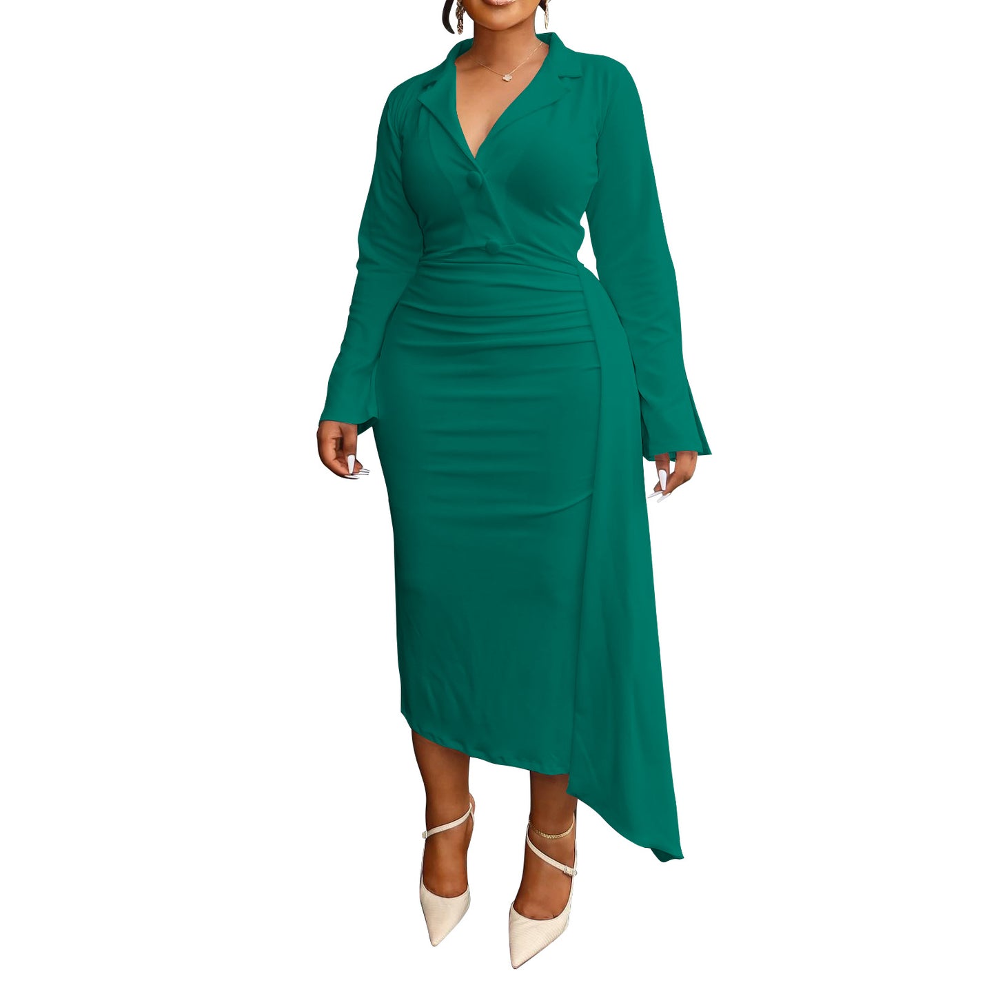 Women's Fashion Sexy Stitching Ruffle Irregular Dress Dresses