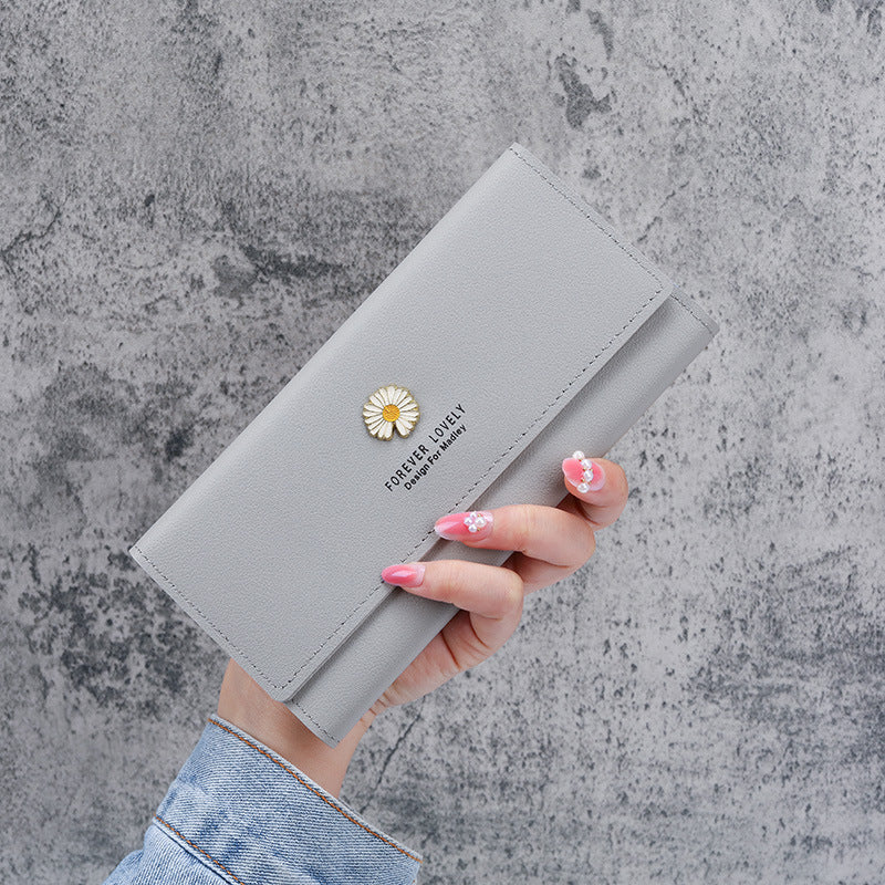 Women's Long Large Capacity Zipper Simple Daisy Ladies Wallets