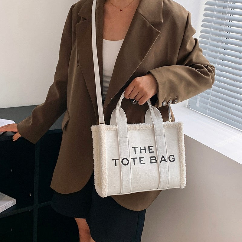 Women's Trendy Solid Color Letter Large Capacity Shoulder Bags