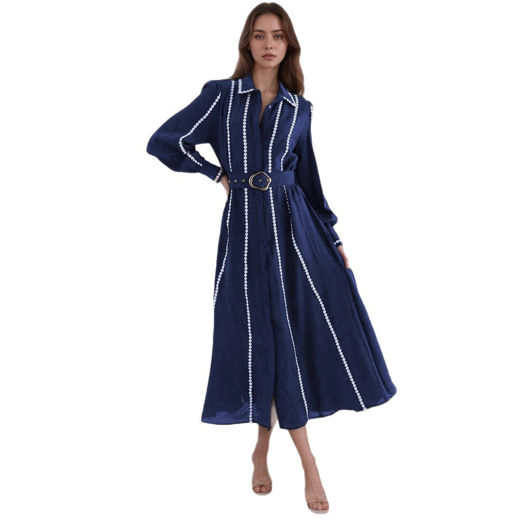 Collar Windbreaker Fashion Design Sleeve Metal Dresses