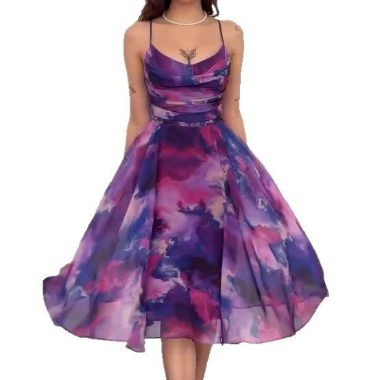 Holiday Casual Waist Tight Sexy Swing Spaghetti Straps Dresses