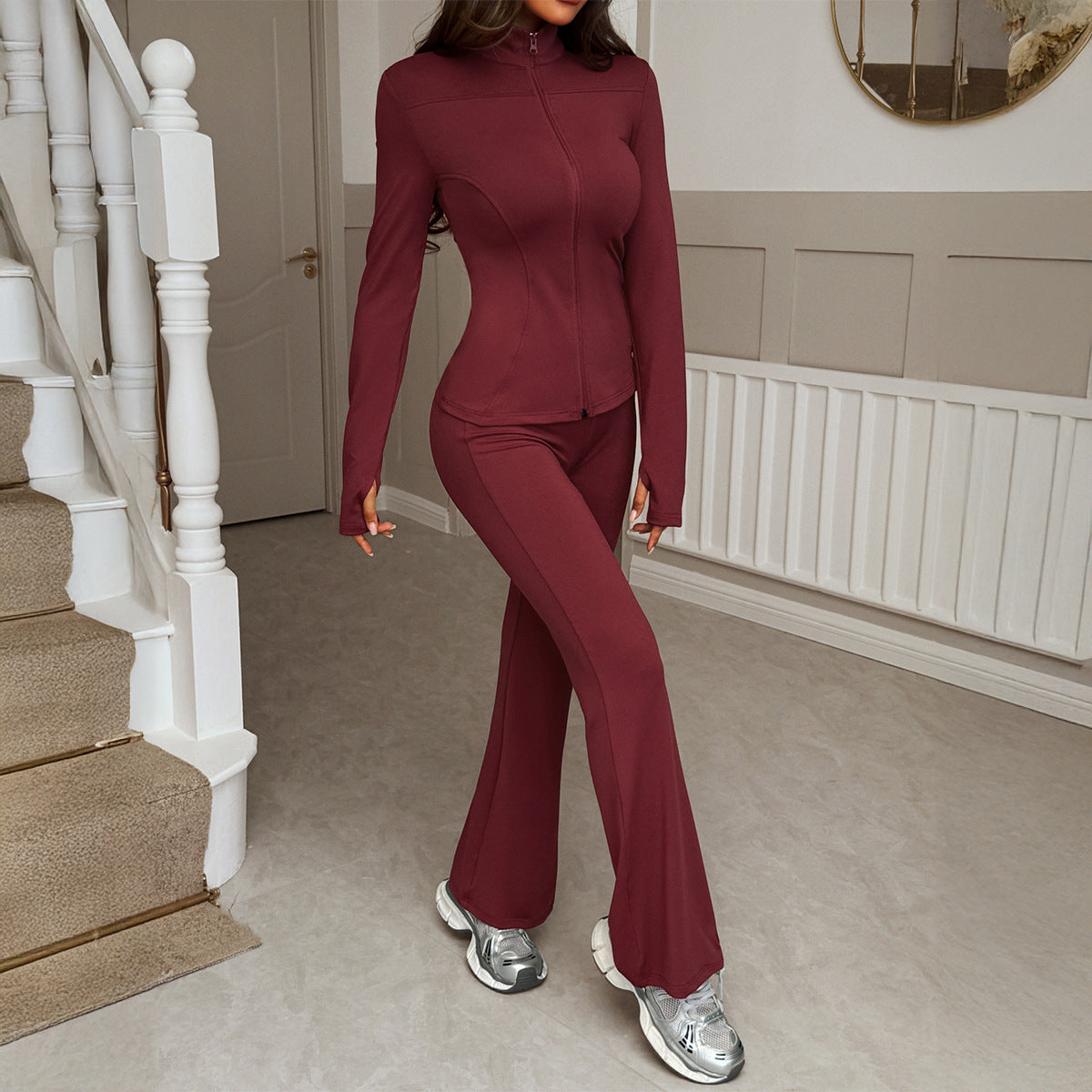 Women's Comfortable Sports Zipper T-shirt Yoga Suits