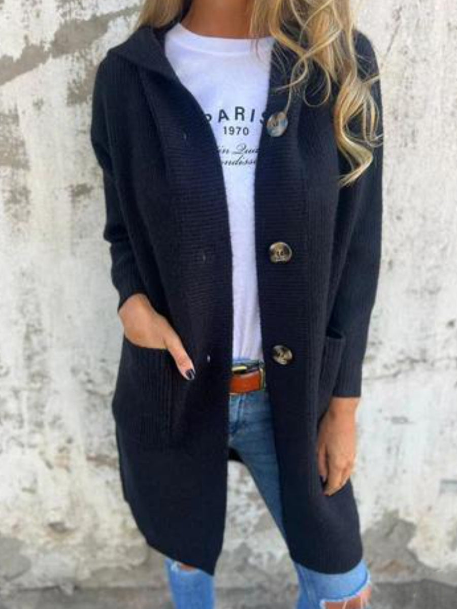 Women's Fashion Long Hooded Knitted With Pocket Sweaters