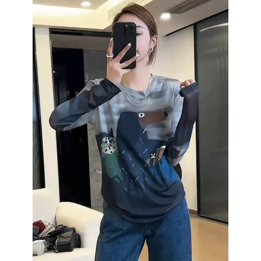 Women's Mesh Long-sleeved For Summer Unique Super Nice Tops